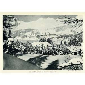 1922 Print St. Moritz Lake Engadine Switzerland Wintertime Steiner 