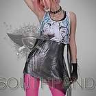 BLACK & AND WHITE Grunge Punk Tank Top RIPPED FISHNETS 842335089363 