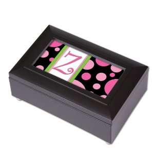 Monogram Pink Fizz Letter Z Petite Black Music Box Plays Wonderful 