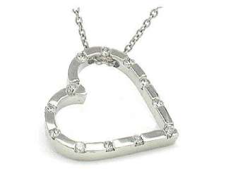 Channel Set 14K WG Diamond Heart Necklace  