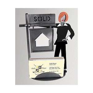 Real estate business card holder handmade metal art H And K Sculptures 