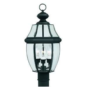   Three Light Traditionally Styled Outdoor Post Lantern, Matte Black