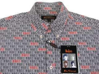 The Beatles by Ben Sherman Shirt Words Grey S/S  