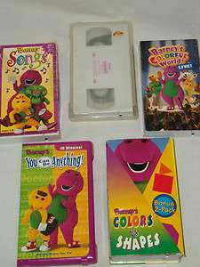  of 6 Barney VHS Tapes (Colors & Shapes, Songs, Circus)  