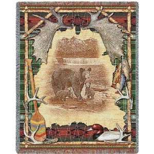  Antler Lodge Bear Tapestry Throw: Home & Kitchen
