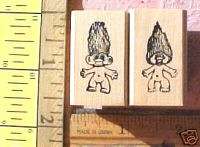 TWIN TROLL DOLL RUBBER STAMPS MOUNTED MINIS CUTE !!  