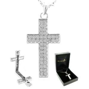  Prayer Within White Crystal Opening Cross Necklace w/ Gift 