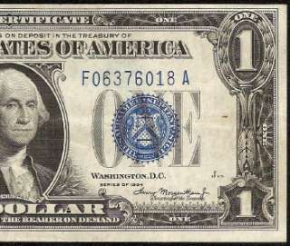 1934 $1 DOLLAR SILVER CERTIFICATE FUNNYBACK NOTE BLUE SEAL OLD PAPER 