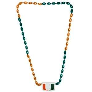  Miami Hurricanes In Line Football Bead Necklace: Sports 