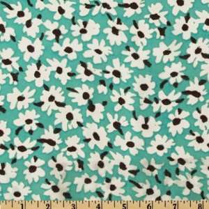  58 Wide Rayon Shirting Daisy Dot Turquoise Fabric By The 