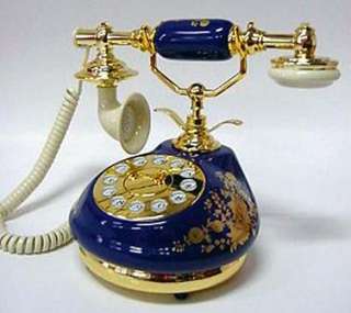 Antique French Porcelain Phone / Telephone   Blue NEW  
