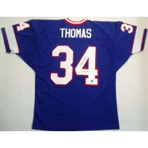  Signed Thurman Thomas Jersey   Throwback Blue Custom w 