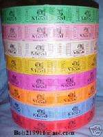 Meal Single Roll Tickets 2000/Roll 8 Colors Available  