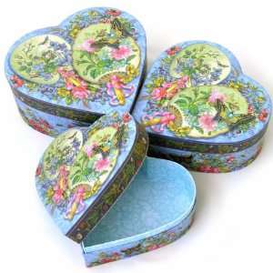   Candy Box Set, 3 Graduated Stacking Decorative Heart Boxes for