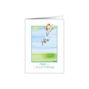   51st Birthday, cute Elephant flying with balloons Card Toys & Games
