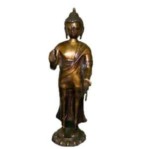  Standing Buddha Statue Meditation Garden Sculpture Brass 
