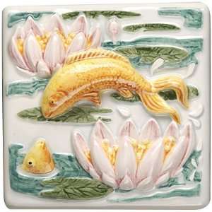   Lily Pond Clematis 4 x 4 Leaping Fish Ceramic Tile