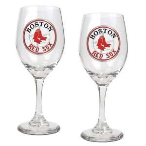  Boston Red Sox 2pc Wine Glass Set   Primary Logo: Sports 