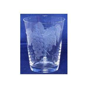 Individually Hand Etched Grapes Rocks Glass 4.5H Set / 4 