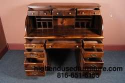 ETHAN ALLEN Antiqued Pine 55 Roll Top Desk  