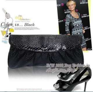 Black New Elegant Evening bag Purse Clutch handbag A01  