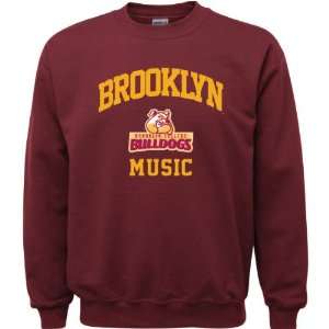 Brooklyn College Bulldogs Maroon Youth Music Arch Crewneck Sweatshirt 
