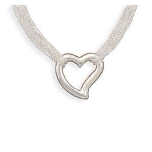    12 Strand Fashion Necklace with Open Heart Pendant: Jewelry