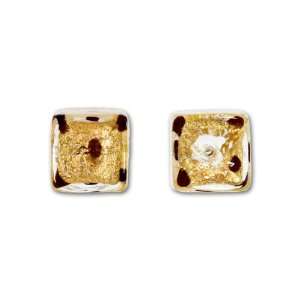  Venetian Glass 14mm Leopard Print Cube   Crystal with 