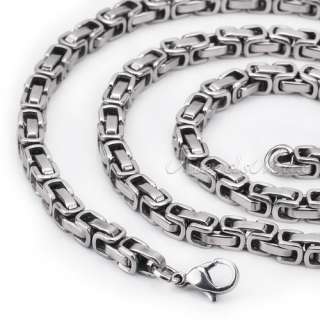 Mens Boys 316L Stainless Steel Byzantine Necklace Chain Silver Tone 18 