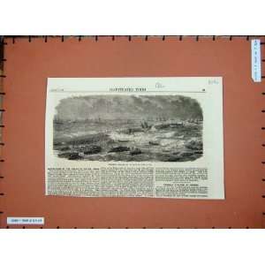  1868 Cyclone Madras Storm Sea War Ships Boats Print