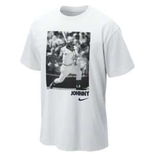 Johnny Bench Nike Cincinnati Reds White Throwback Player Photo T Shirt 