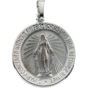    14K White Gold 18.00 mm Miraculous Medal CleverEve Jewelry