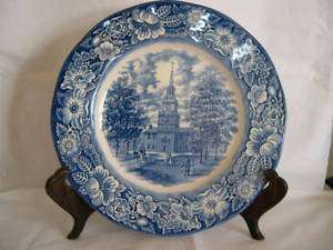 INDEPENDENCE HALL LIBERTY BLUE PLATE STAFFORDSHIRE  