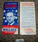 George C Wallace for President Campaign Flyer Z7006