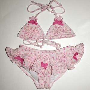 Kate Mack Pink Heart Bikini Swimwear Size 2 6X NWT  