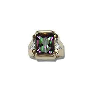   Ct Diamond & 5.89 Cts Mystic Fire Topaz Ring in 14K Two Tone Gold 6.5