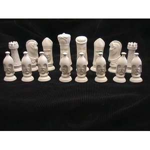   bisque unpainted 32 pcs. large chess set (no board): Everything Else