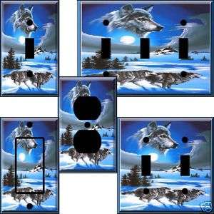 an qj Running Wolves Light Switch Cover wall plate  