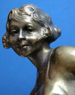 Signed BRUNO ZACH Austrian Bronze Statue of Woman Dancing c1930s 