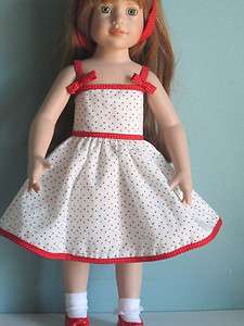 pc RED TRIMMED SUNDRESS & SHOES fits Magic Attic  