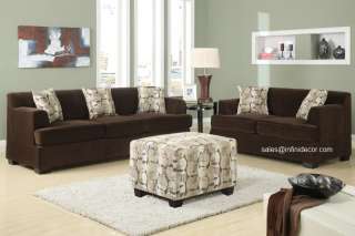 Chocolate Velvet Fabric Couch Sofa and Loveseat Set F7438 F7437  