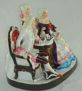 CONTINTENTAL PORCELAIN FIGURE GROUP PLAYING CHESS c1900  
