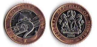 NIGERIA 3 PC 2006 UNC COIN SET 0.50 2 NAIRA (BIMETAL)  