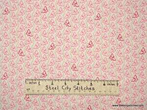   Treasures Fabric Pink Ribbon Butterfly White Cotton Novelty Fabric BTY