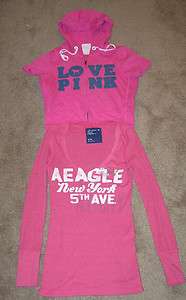 Lot of 2 Women Jrs Victorias Secret LOVE PINK Sweatshirt Med American 