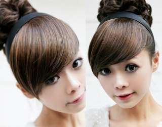 New Fashion Girls Clip on Front Inclined Bang Fringe Hair Extensions 