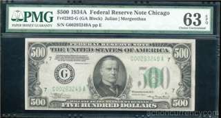 AC 1934A $500 FIVE HUNDRED DOLLAR BILL Chicago PMG 63EPQ  