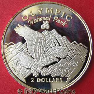 COOK ISLANDS 1996 $2 SILVER EAGLE OLYMPIC NATIONAL PARK  