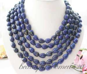 Long 100 14mm drip blue lapis lazuli bead necklace  
