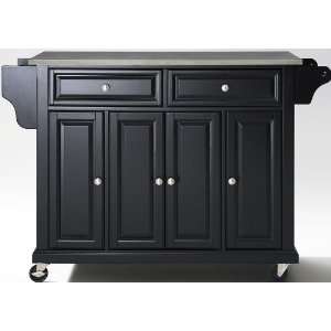  Stainless Steel Top Kitchen Cart / Island   Black